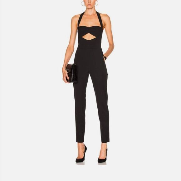 Michelle Mason Black Halter Jumpsuit with Cutout Details, US0 - Picture 3 of 15